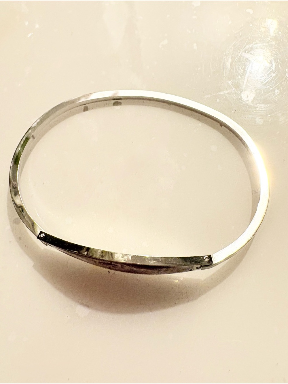 Sterling Silver Polished Oval Bangle Bracelet - Silver “Just Breathe”
